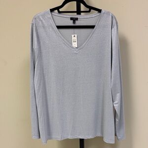 Talbots Silver Metallic Long Sleeve Top